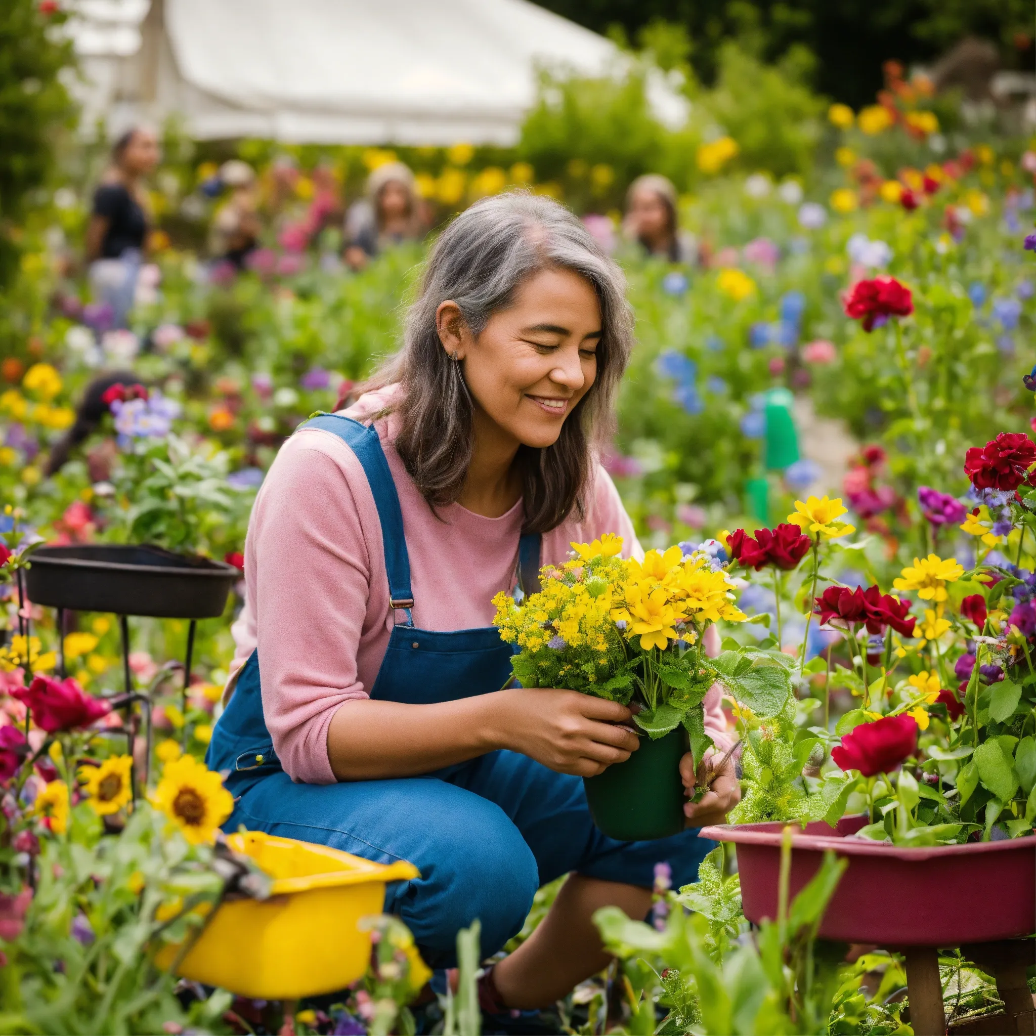 Complex seasonal arrangement with local flowers