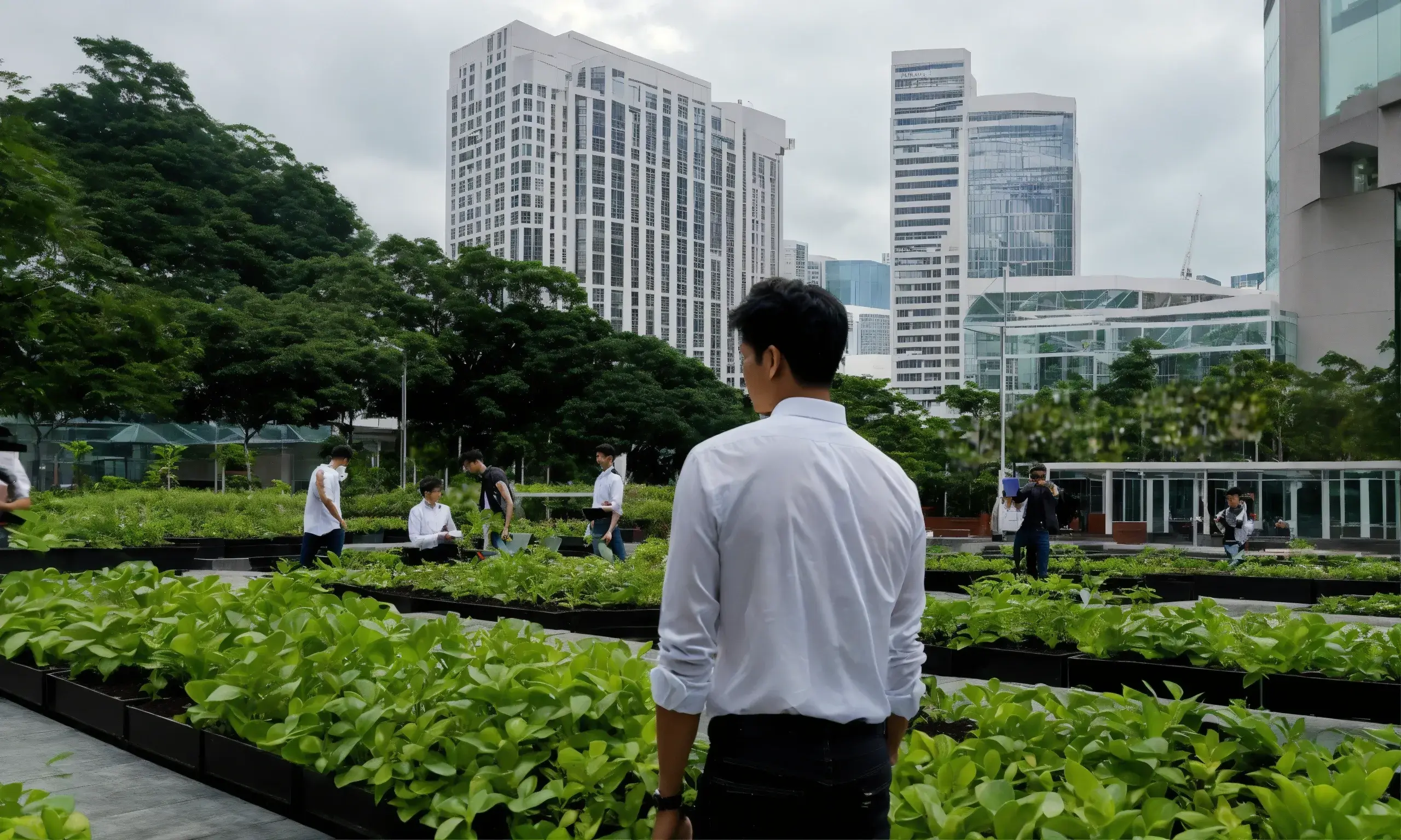 Zen garden with raked sand and stones